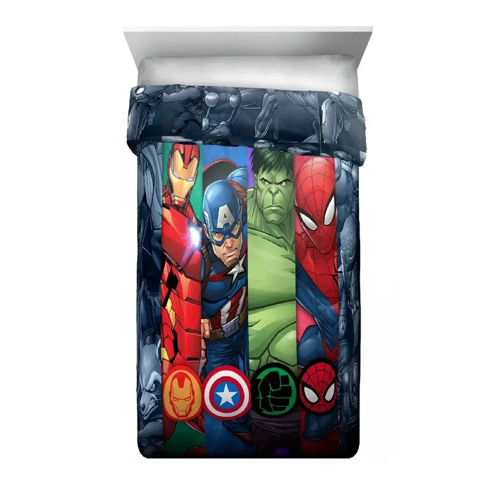 Marvel Avengers Reversible TWIN Comforter Iron Man Capt America Incredible Hulk